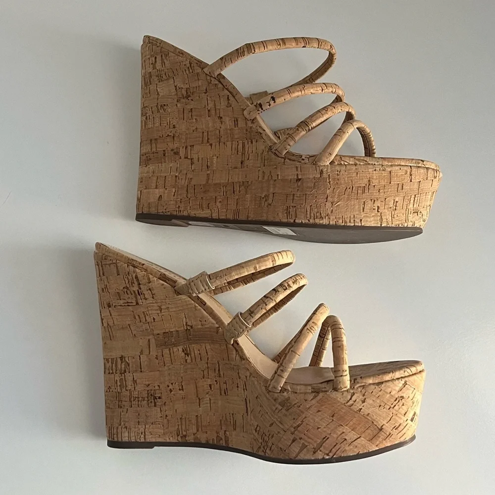 SCHUTZ Cari Slip On Tan Platform Wedge Sandals - Picture 10 of 11
